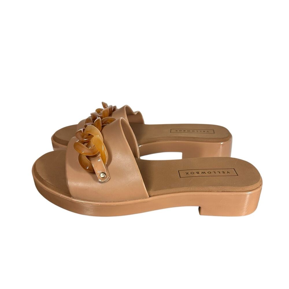 Yellow Box Aulani Jelly Slides Sandals Womens 7 Nude Almond Tan Resin Chain - Picture 9 of 12